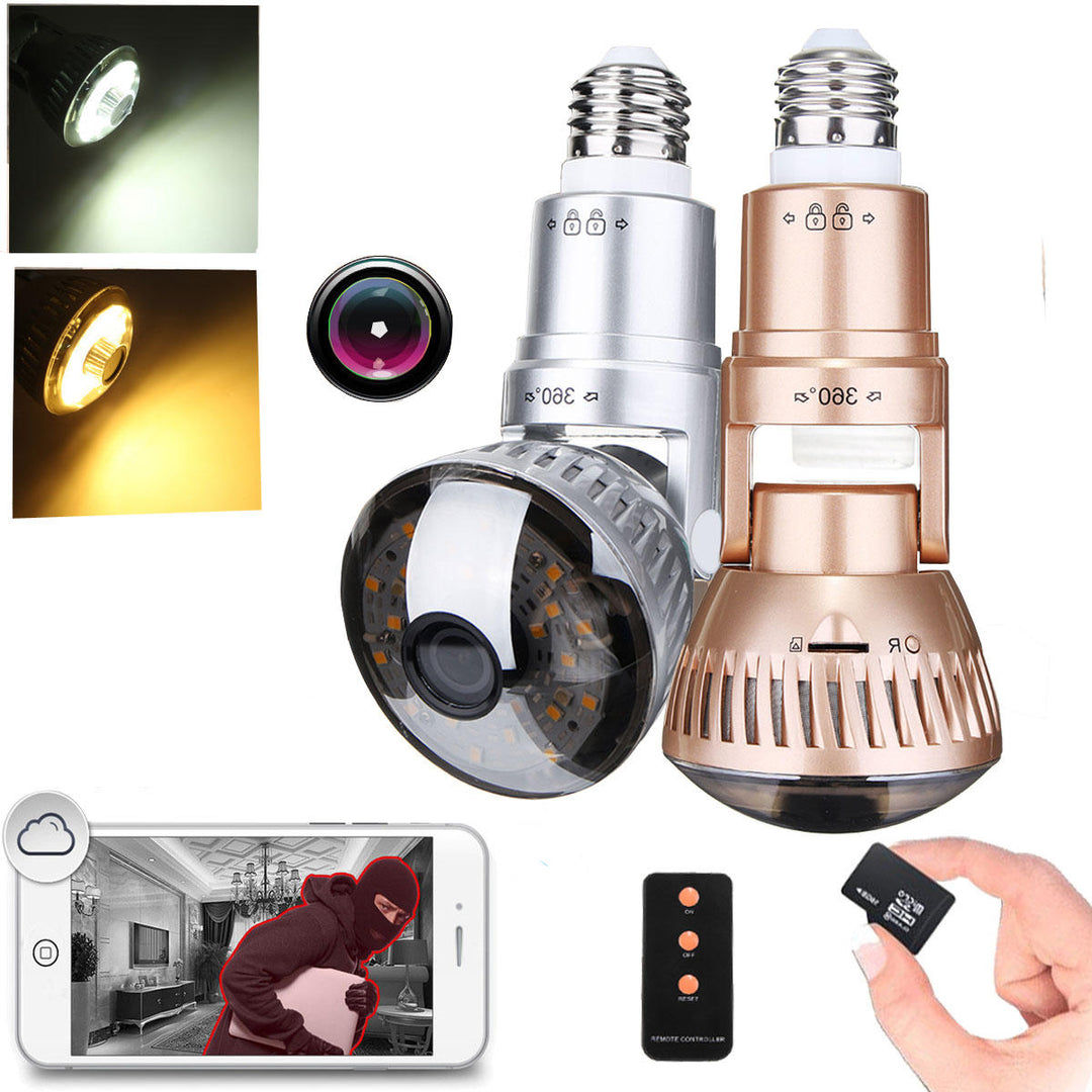 3.6mm Wireless Mirror Bulb Security Camera DVR WIFI LED Light IP Camera Motion Detection Image 2