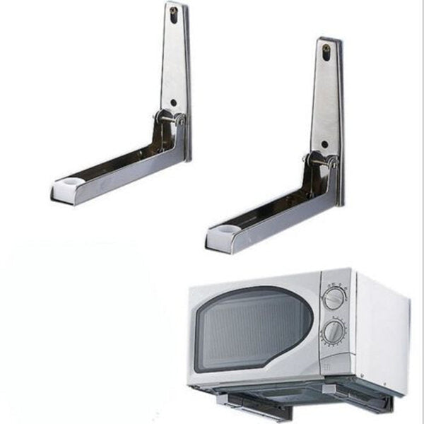 2pcs Stainless steel Foldable Microwave Oven Shelf Wall Mount Bracket Stand Support Holder Image 1