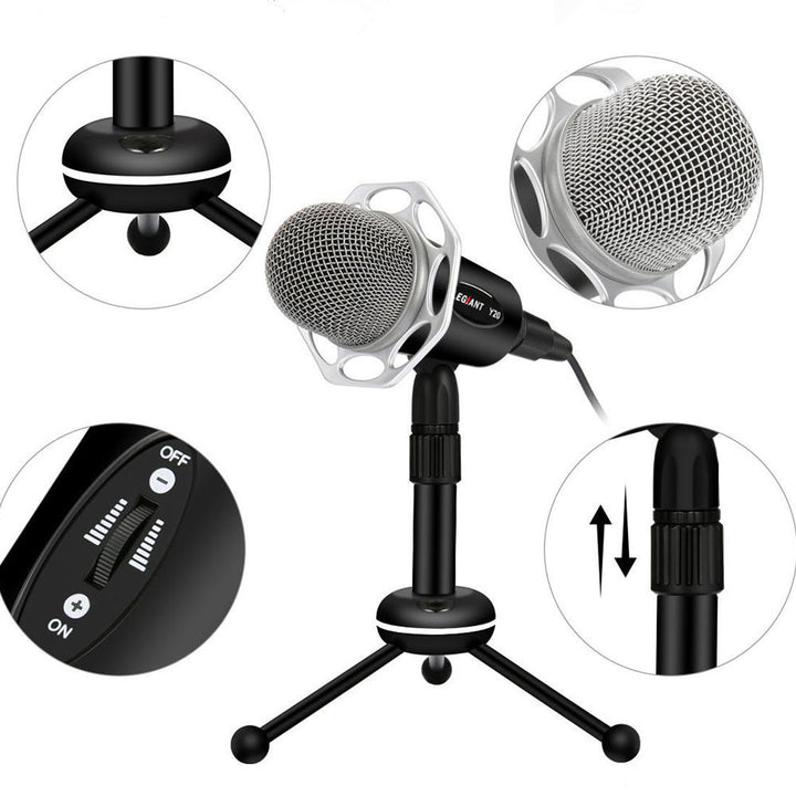 3.5mm Condenser Microphone Home Studio Portable Microphone for PC Computer Phone Image 3