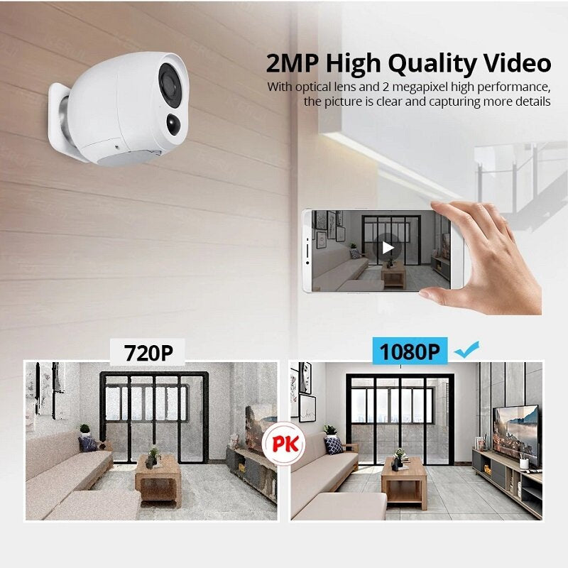 2MP WiFi IP Camera Battery Surveillance Security Monitor Night Vision AP CCTV PIR Alarm Audio Cloud Storage Image 7