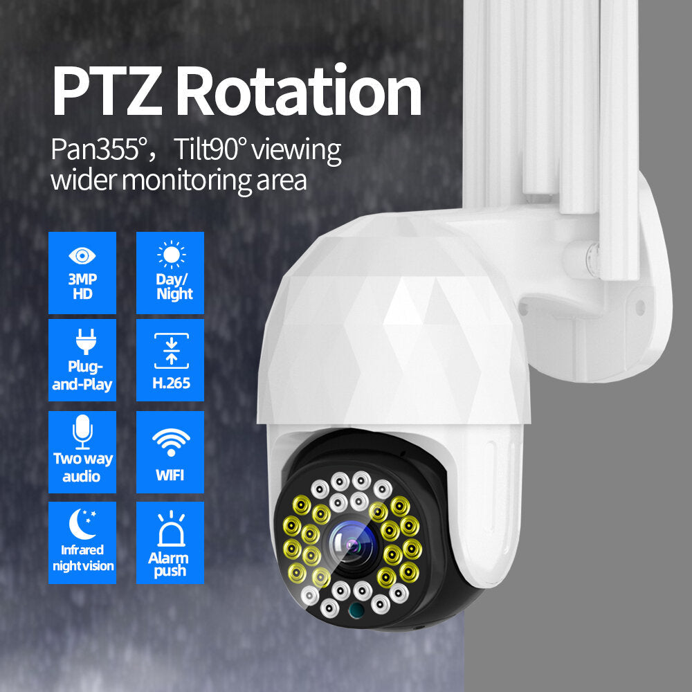 28LED 5X Zoom HD 3MP IP Security Camera Outdoor PTZ Night Vision Wifi IP66 Waterproof Two Way Audio Motion Detecting Image 4