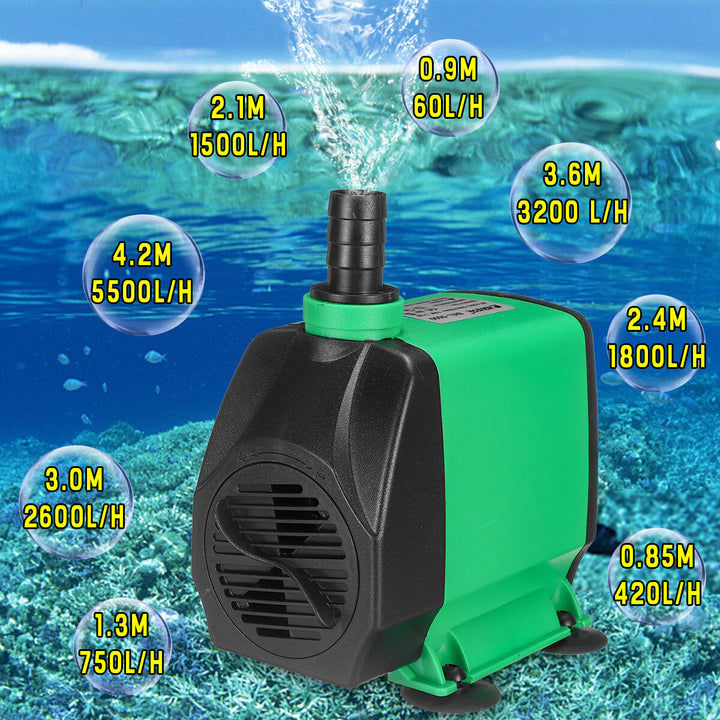 3-75W Adjustable Submersible Water Pump Quiet Detachable Aquarium Fish Pond Tank Fountain Water Pump with Suction Cups Image 1