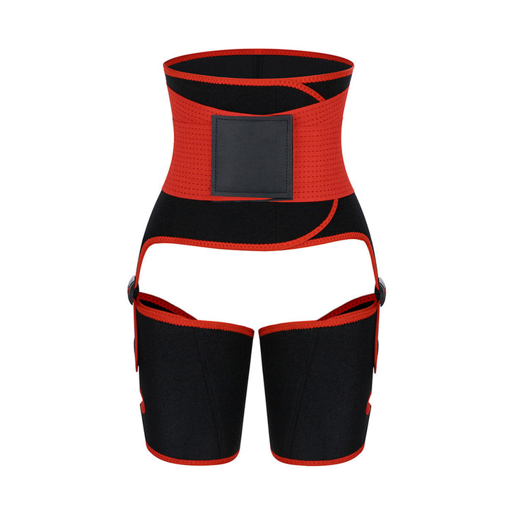 3-IN-1 Waist Training Belt Body Shaping Sauna Elbow Pads Waistband Corset Leg Hip Thigh Trainer Trimmer Home Fitness Image 3