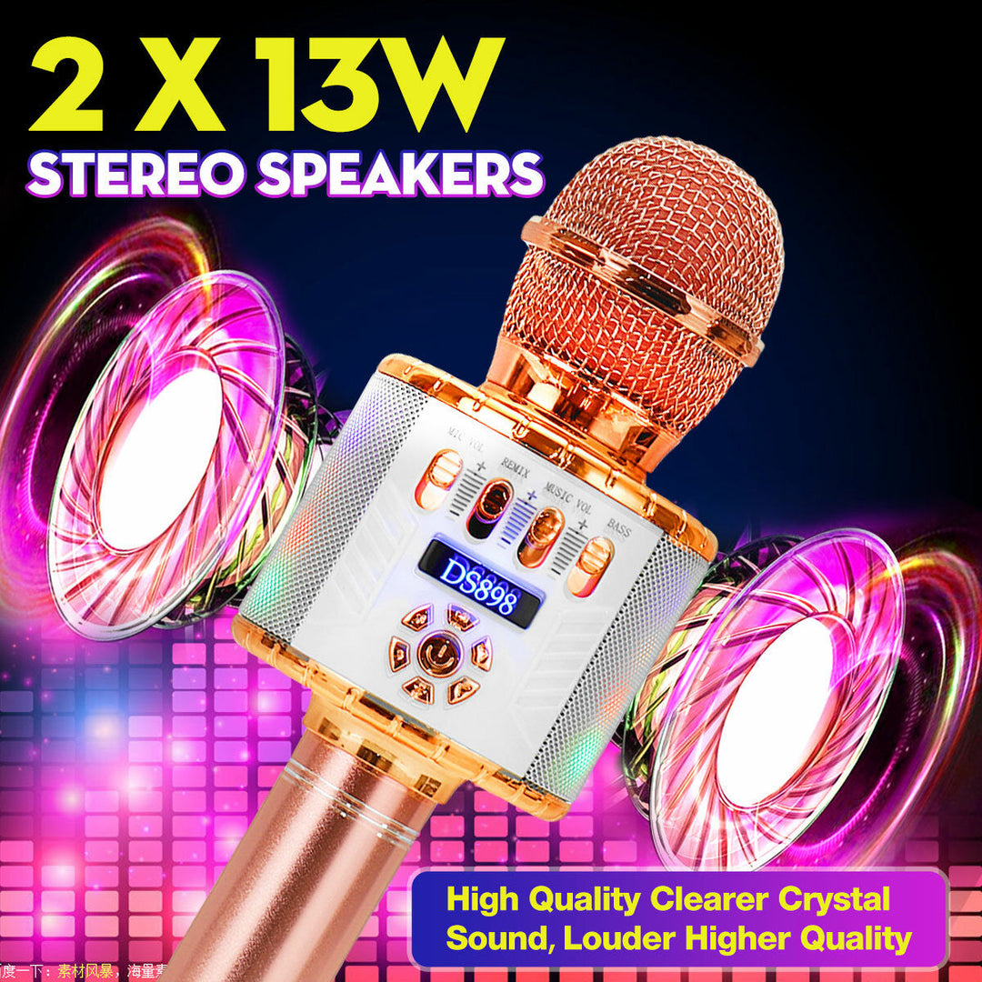 3-IN-1 Wireless Microphone 213W HIFI bluetooth Speaker TF Card 2600mAh Luminous Handheld Mic Recorder Singing Player for Image 3