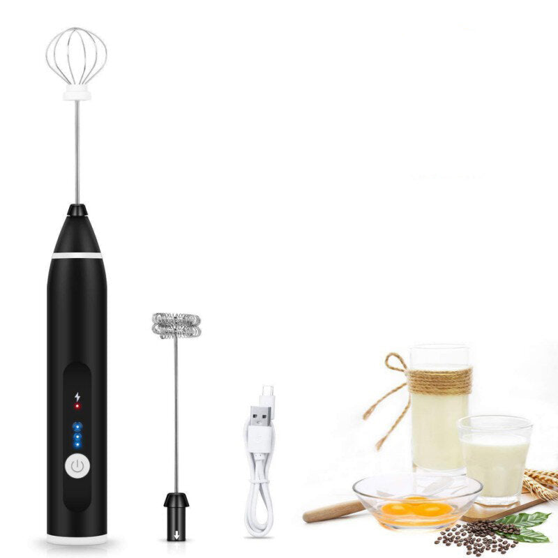 3 Speeds Hand Mixer Egg Beater Coffee Milk Drink Whisk Frother Stirrer USB Rechargeable Handheld Food Blender Tool Image 1