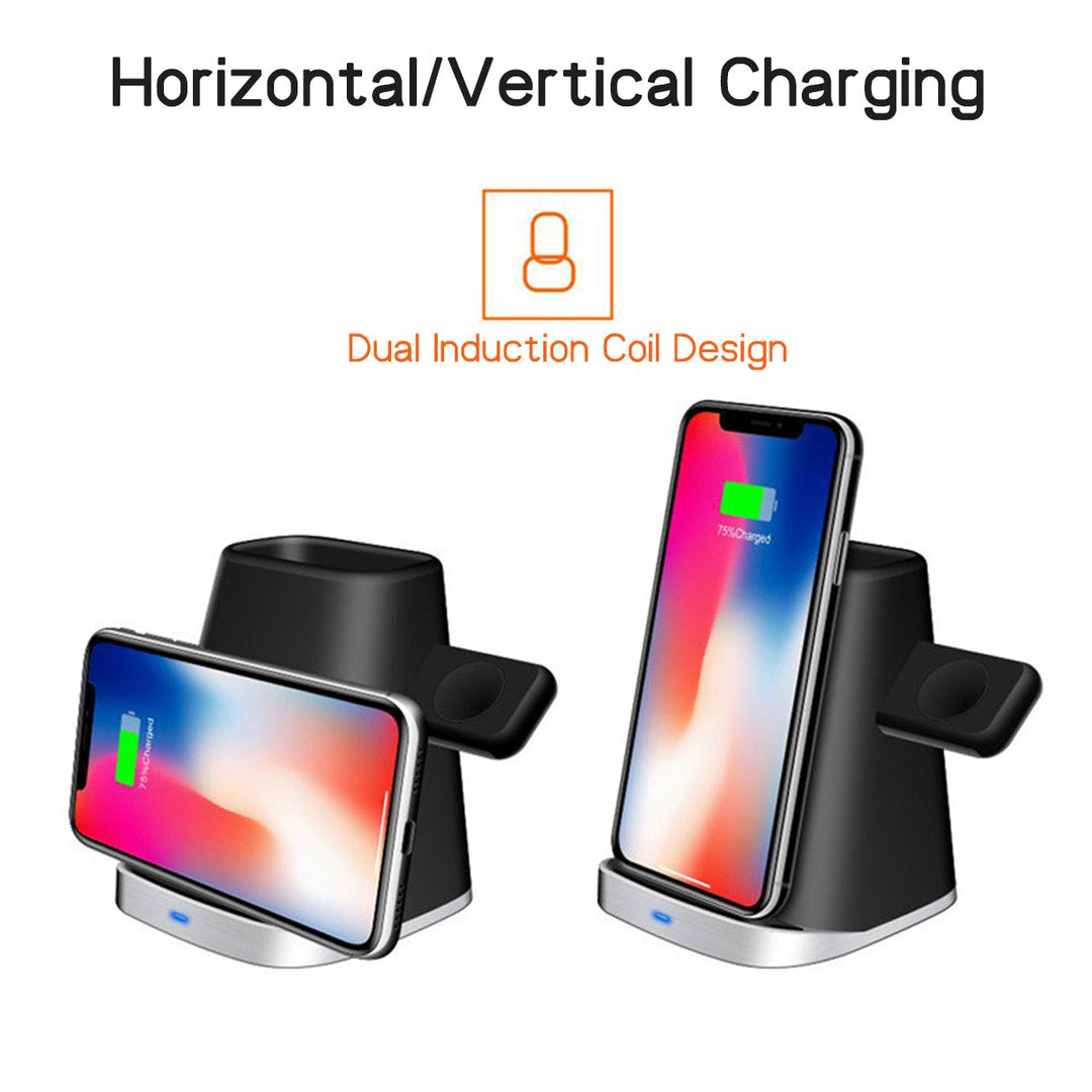 3 IN 1 Qi Wireless Fast Charging Dock Station For Iphone XR XS X 8 For Samsung S10E Apple Watch 2/3/4 Image 4