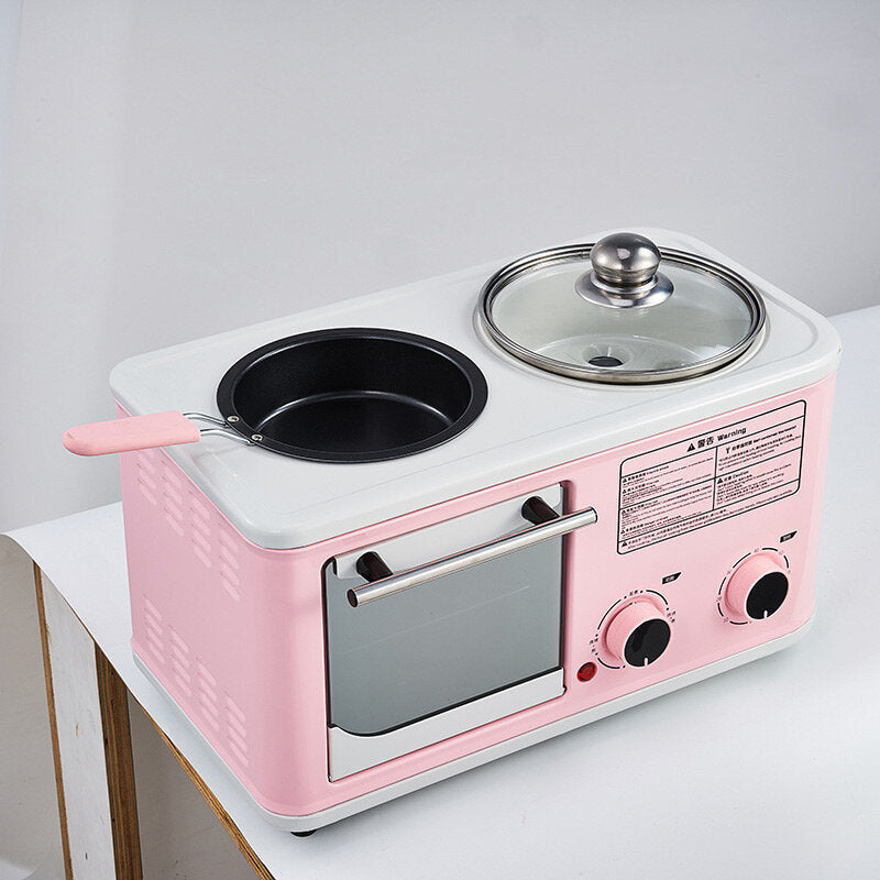 3 in 1 Electric Household Breakfast Machine Mini Bread Toaster Baking Oven Omelette Frying Pan Food Steamer Image 4