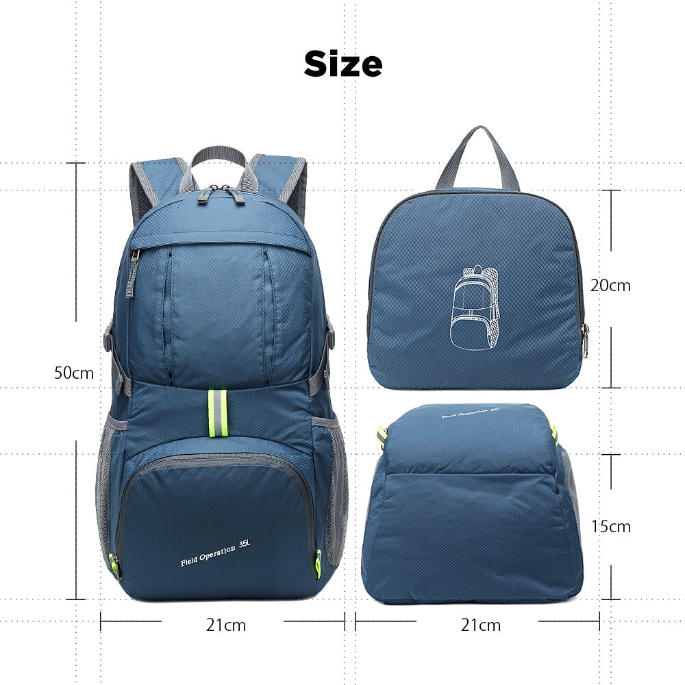 35L Folding Backpack Waterproof Handbag Ultralight 350g With Reflective Strip Image 2