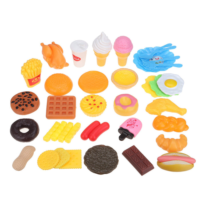 34 Pcs Kids Simulation Kitchen Food Toys Ice Cream Dessert Hamburger Pretend Play Early Educational Toys Image 1