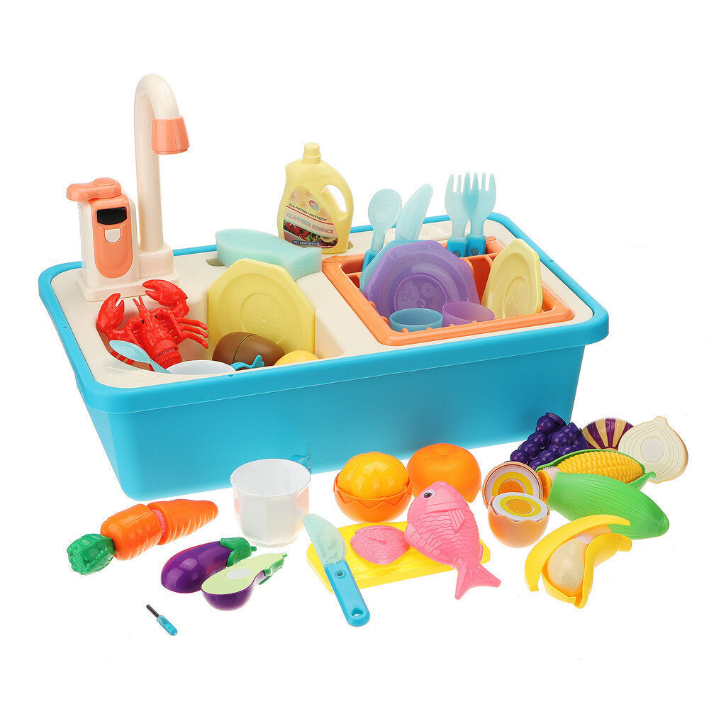 31pc Kitchen Washbasin Toy Kitchenware Play Set Pretend Play Vegetable Bowl Tableware for Children Gift Toys Image 1
