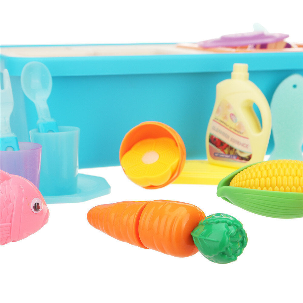 31pc Kitchen Washbasin Toy Kitchenware Play Set Pretend Play Vegetable Bowl Tableware for Children Gift Toys Image 7