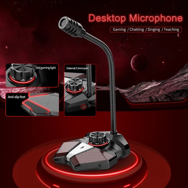 360 Degree Bending Professional Desktop Microphone With Stand for Gaming Singing ConferenceMobile USB Image 2