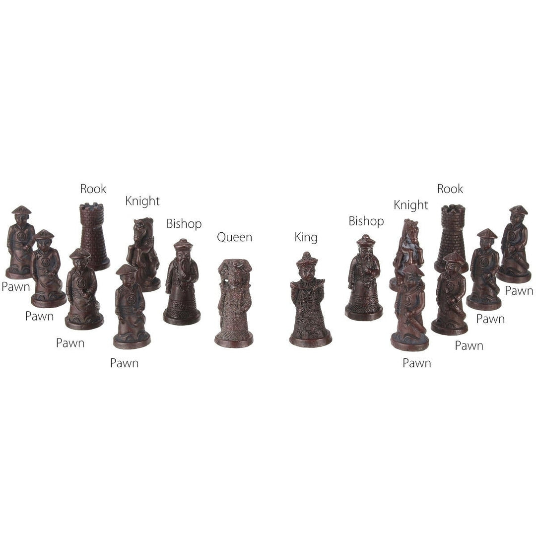 32Pcs,Set Resin Chinese Chess With Coffee Wooden Table Vintage Collectibles Gift Image 7