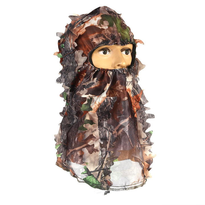 3D Leaf Camouflage Tree Full Face Mask Hood Hunting Hat Mask Army Military Image 3