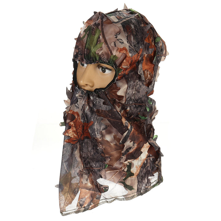 3D Leaf Camouflage Tree Full Face Mask Hood Hunting Hat Mask Army Military Image 4