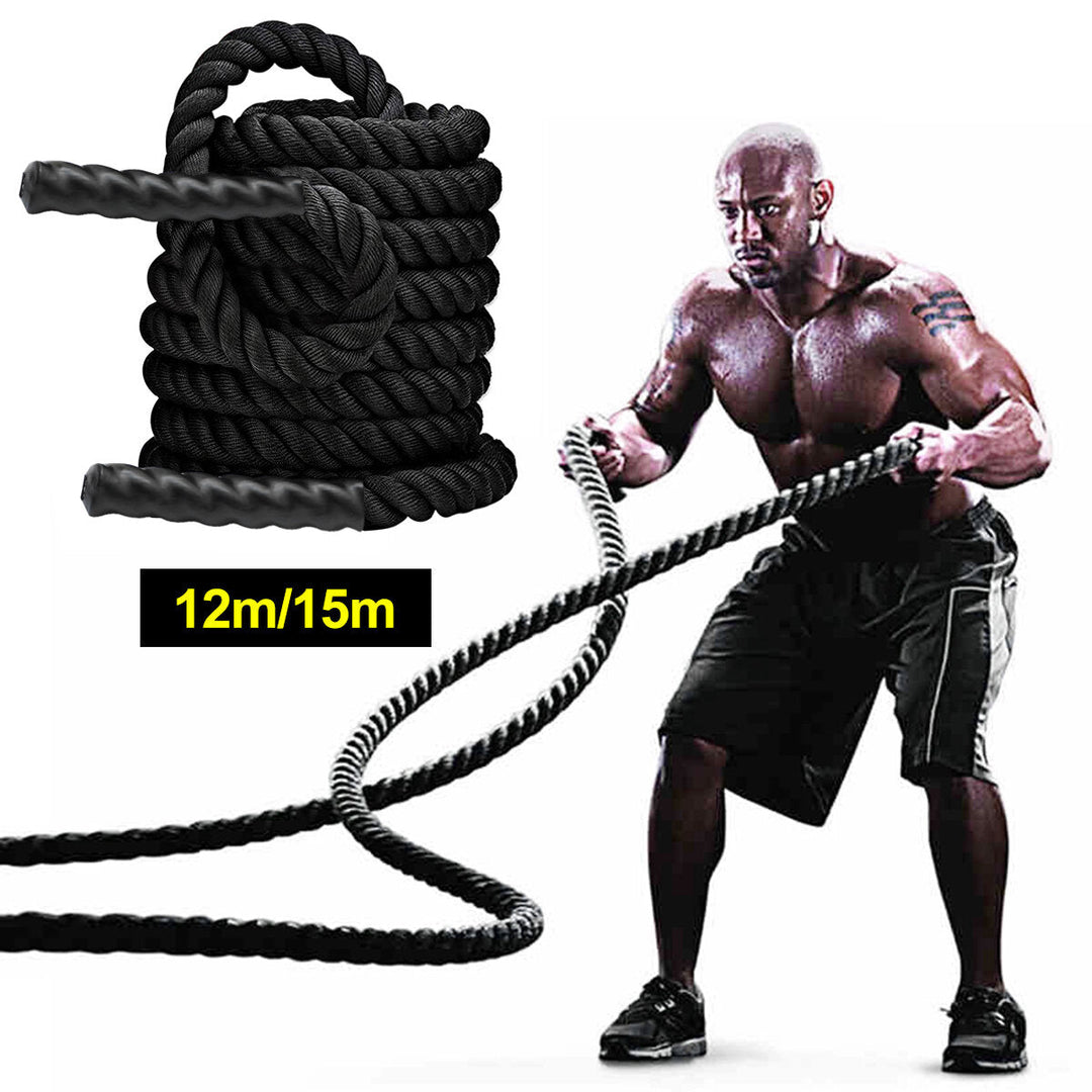 38mmx9m/12m/15m Battle Rope Exercise Training Rope 30ft Length Workout Rope Fitness Strength Training Home Gym Outdoor Image 6