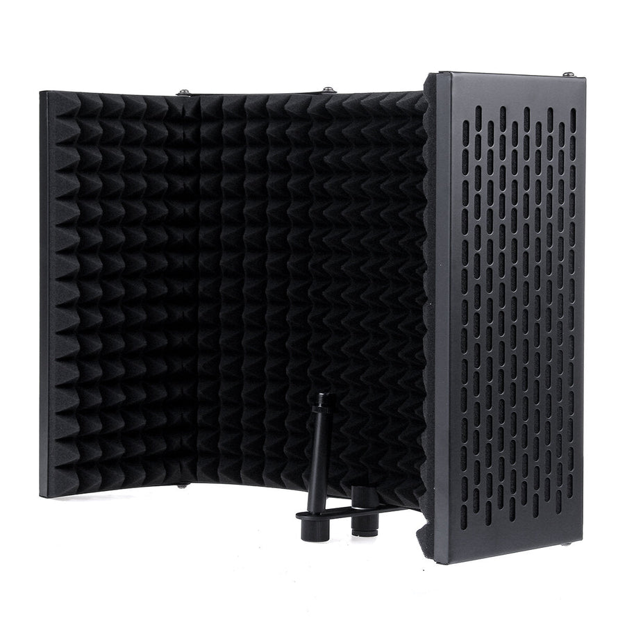 5 Panel Foldable Studio Microphone Isolation Shield Recording Sound Absorber Foam Support Bracket Image 1