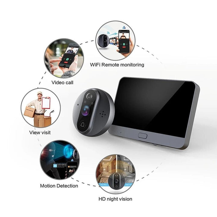 4.3 Inch HD Smart WiFi Video Doorbell PIR Detection 160 Wide Angle Viewer Camera IR Night Vision Home Security Doorbell Image 3