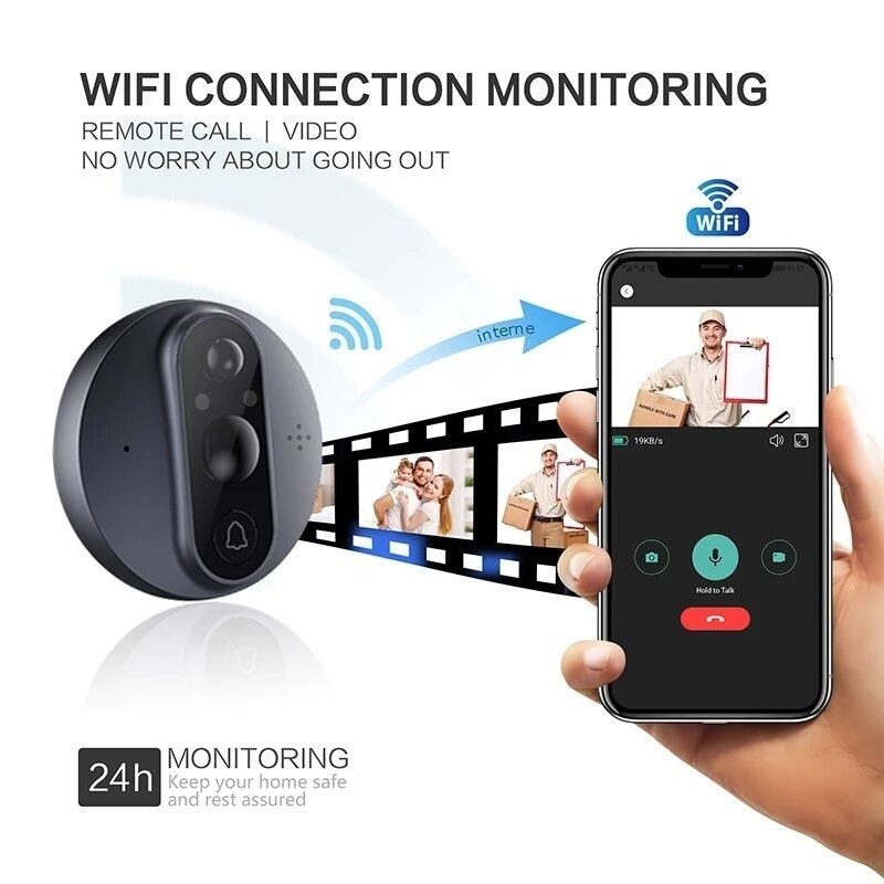 4.3 Inch HD Smart WiFi Video Doorbell PIR Detection 160 Wide Angle Viewer Camera IR Night Vision Home Security Doorbell Image 6