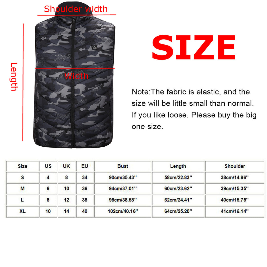 40-60 Electric Heated Waistcoat 5 Zone Heating Jacket USB Warm Up Cloth Winter Body Warmer Image 11