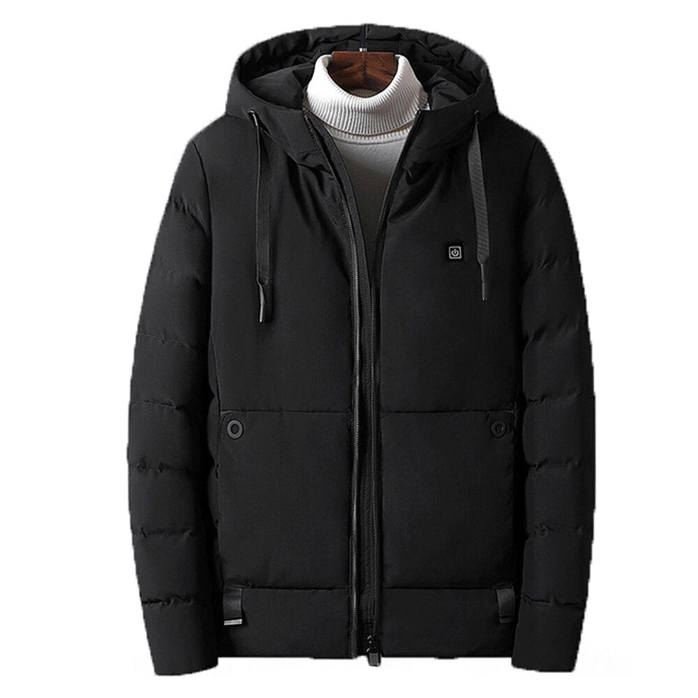 45 Men Electric USB Heated Hooded Warm Overcoat Heating Coat Winter Coats Jacket Image 1