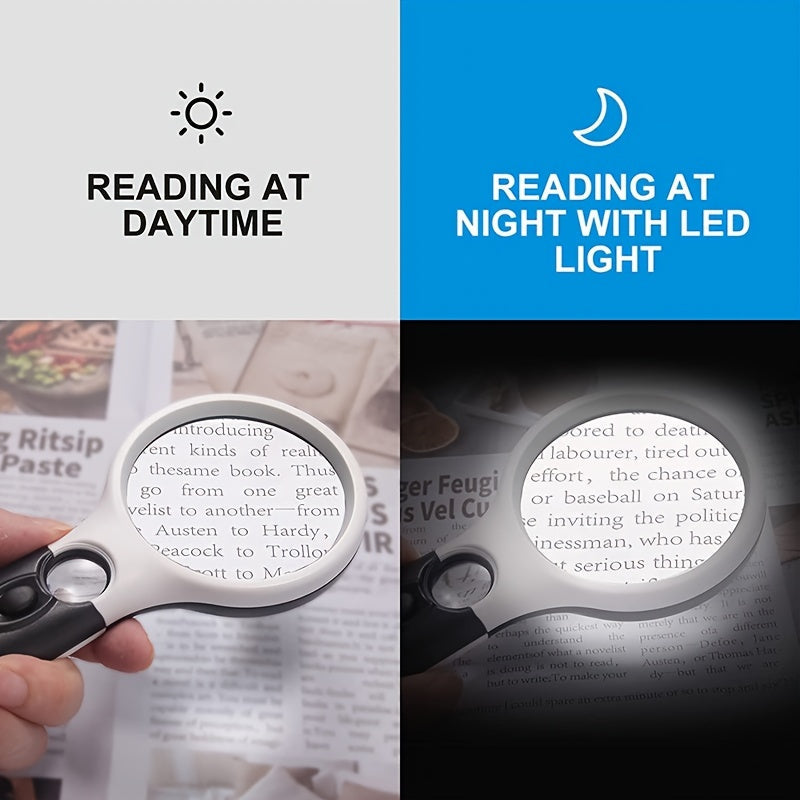 3X/45X Handheld Magnifier Jewelry Loupe with LED Bulbs for Reading and Crafts Image 2