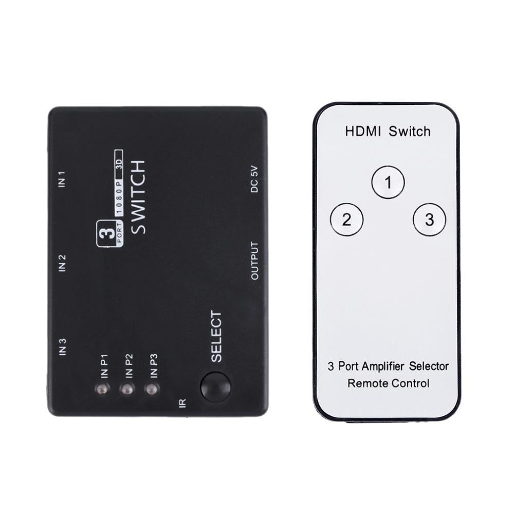 3x1 3 Port 1080P Video HD Switch Switcher Splitter IR Remote For HDTV PS3 DVD Image 2