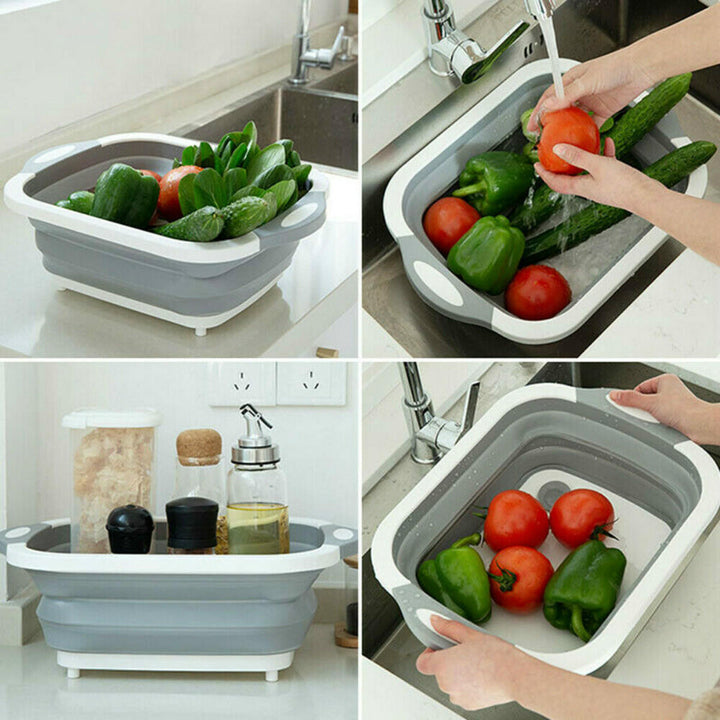 4 in 1 Foldable Multifunctional Board Tool Fruit Vegetables Sink Drain Storage Basket Image 4