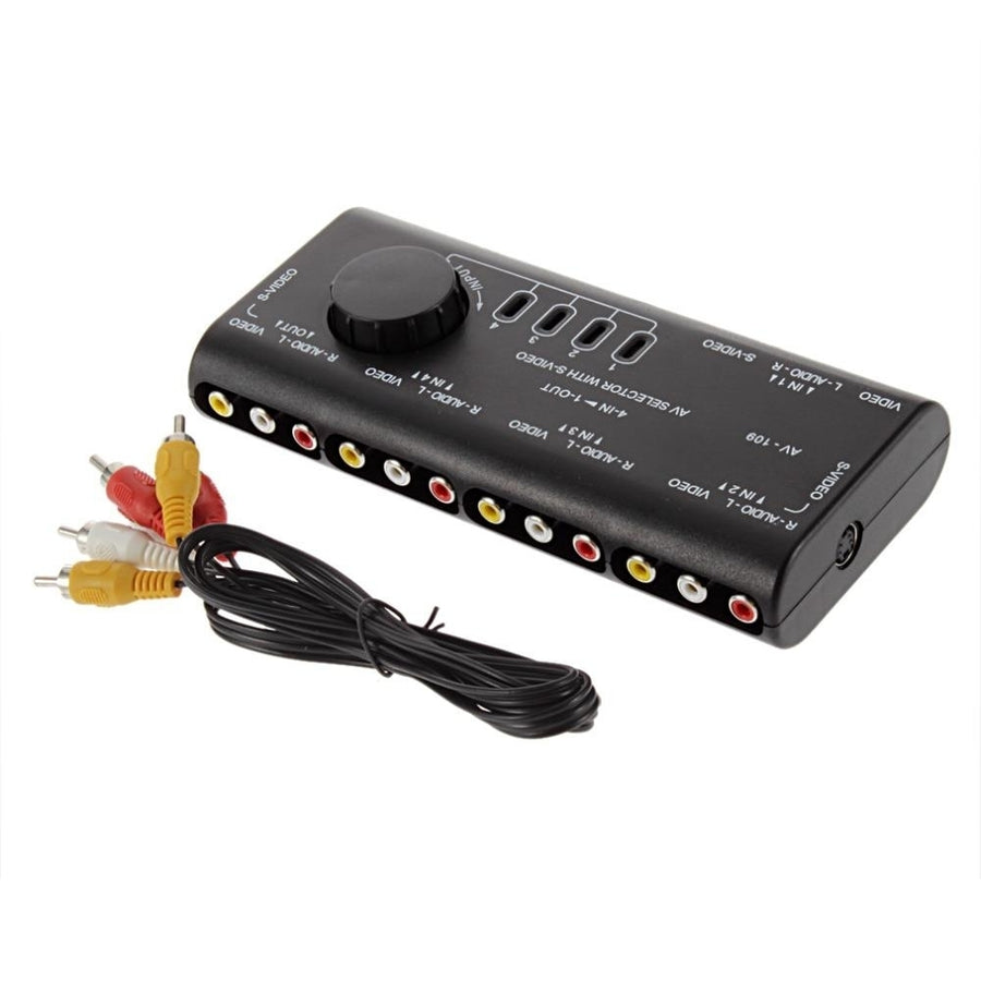 4 in 1 Out AV RCA Switch Box AV Audio Video Signal Switcher 4 Way Splitter Image 1