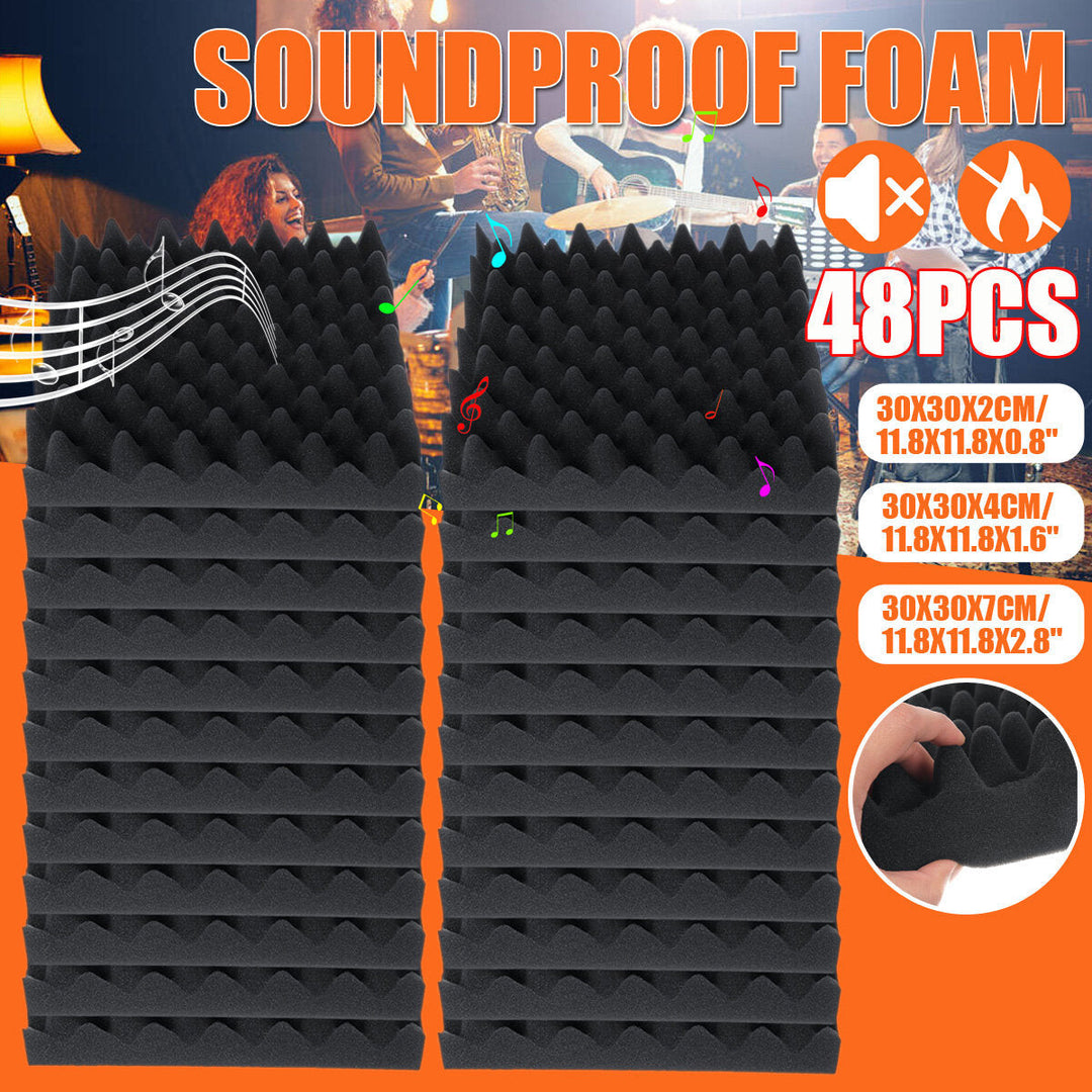 48PCS Sound-Absorbing Cotton Soundproof Foam Panels Noise Dampening Sponge Image 3