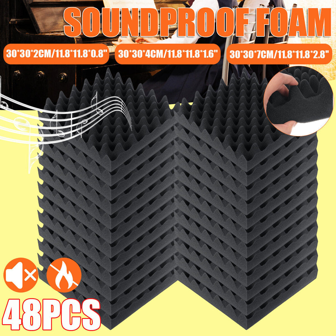 48PCS Sound-Absorbing Cotton Soundproof Foam Panels Noise Dampening Sponge Image 4