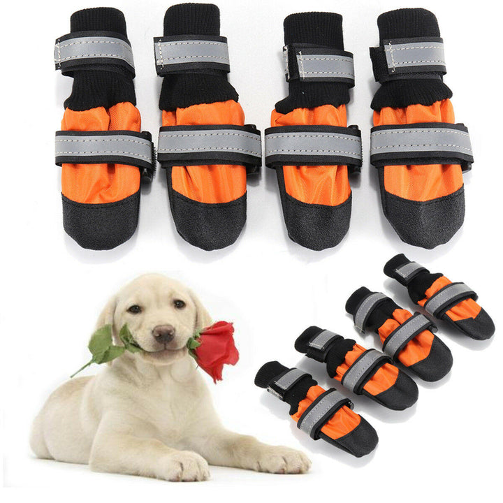 4Pcs Pet Dog Rain Snow Boots Warm Shoe Anti-slip Footwear Sock Waterproof Shoe Covers Image 1