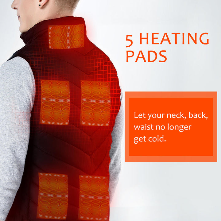 5 Heating Pads USB Electric Vest Heated Jacket USB Warm Up Winter Body Warmer Coat Image 7