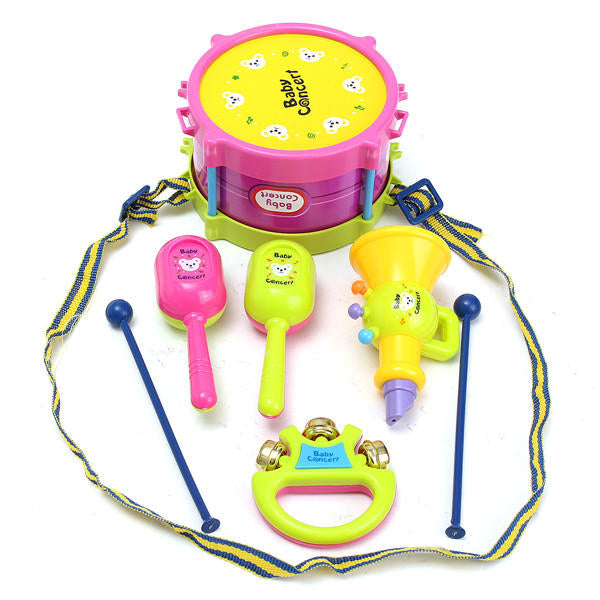 5Pcs Kids Baby Roll Drum Musical Instruments Band Kit Children Toy Gift Set Image 6