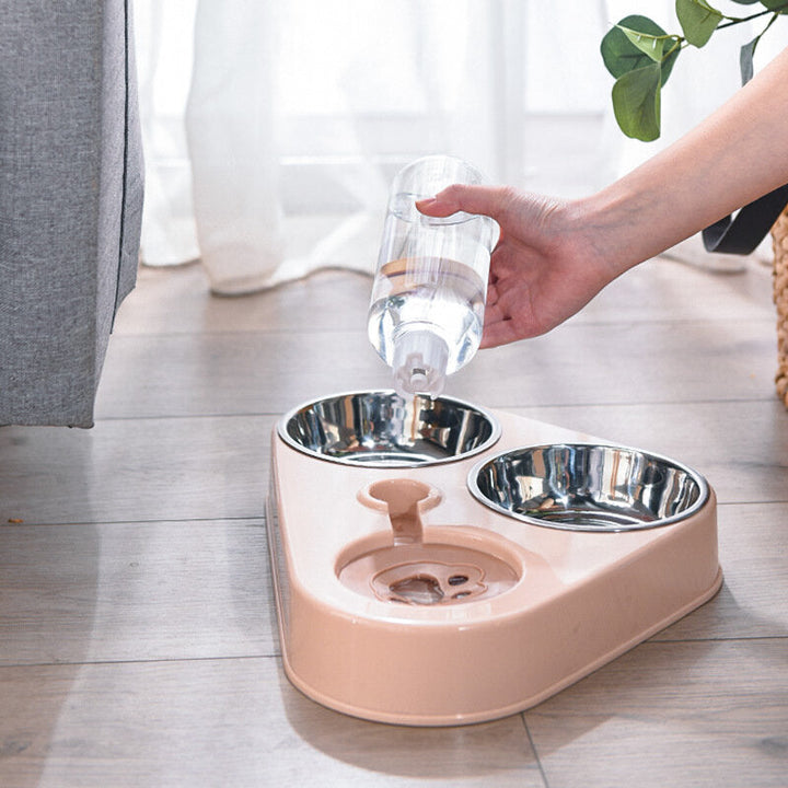 500ML 3 in 1 Dog Feeder Bowl With Dog Water Bottle Cat Automatic Drinking Bowl Cat Food Bowl Pet Stainless Steel Double Image 6