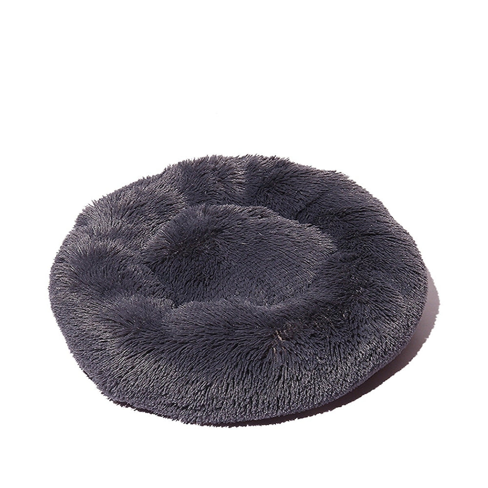 50cm Plush Fluffy Soft Pet Bed for Cats Dogs Circular Design Calming Bed Image 2