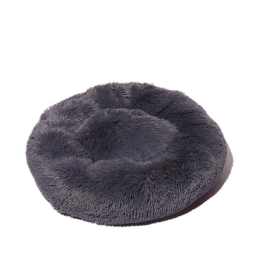 50cm Plush Fluffy Soft Pet Bed for Cats Dogs Circular Design Calming Bed Image 1
