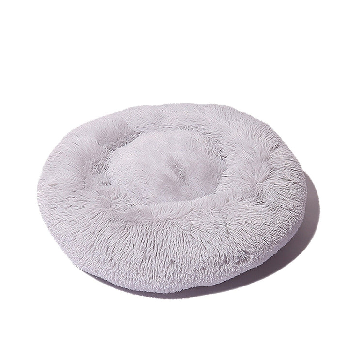 50cm Plush Fluffy Soft Pet Bed for Cats Dogs Circular Design Calming Bed Image 3