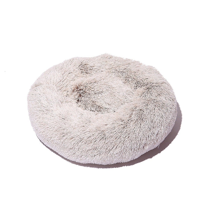 50cm Plush Fluffy Soft Pet Bed for Cats Dogs Circular Design Calming Bed Image 1