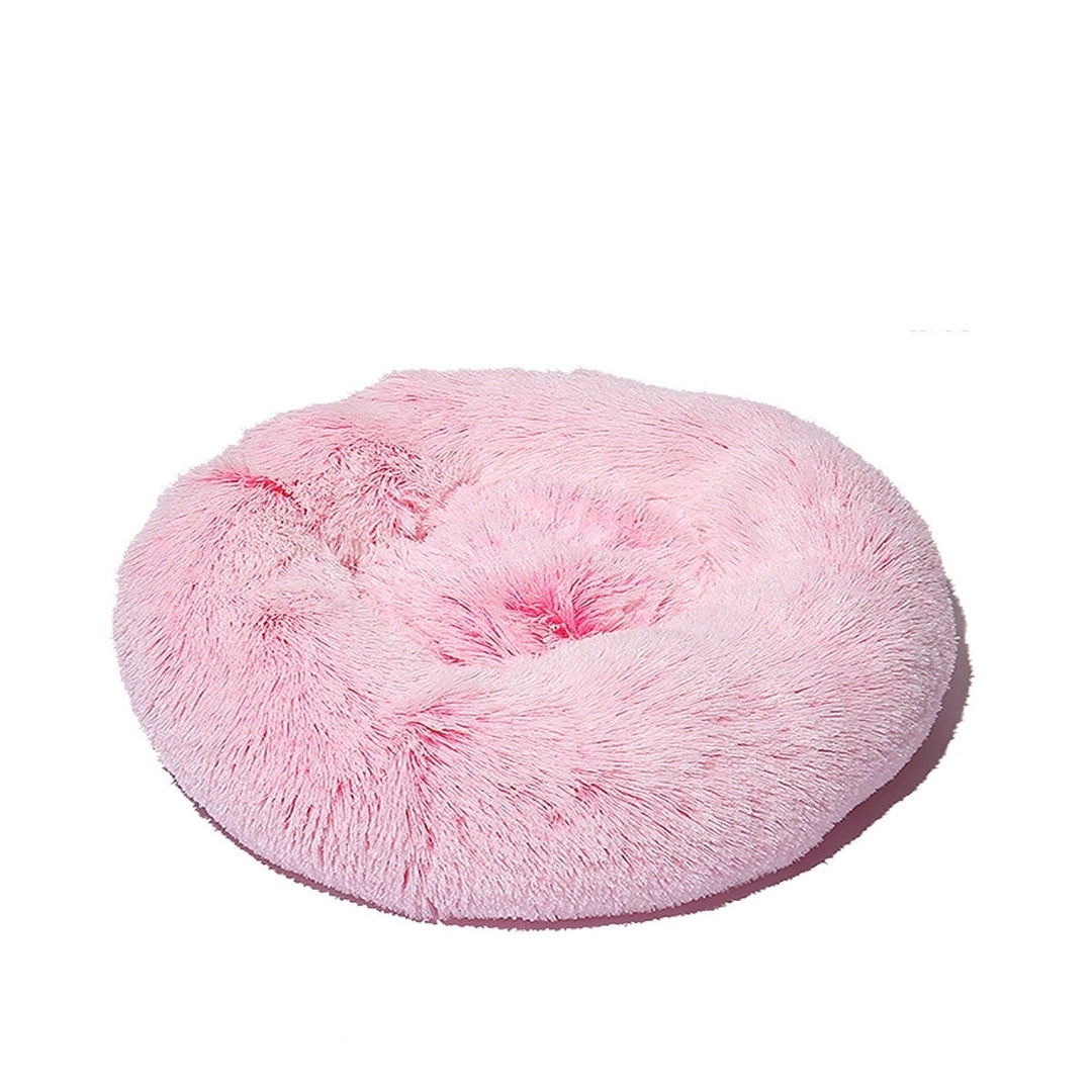 50cm Plush Fluffy Soft Pet Bed for Cats Dogs Circular Design Calming Bed Image 7