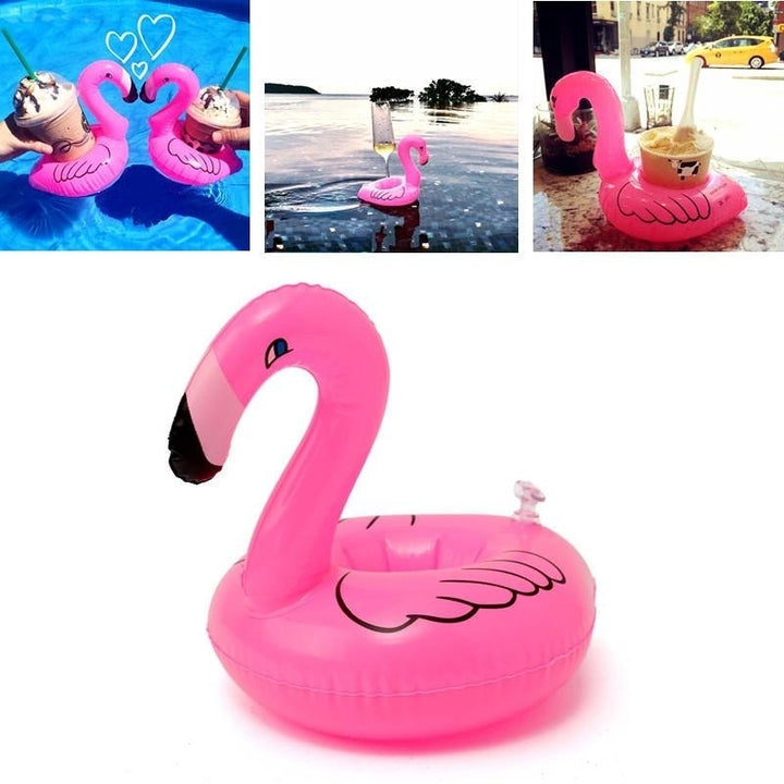 5PCS Inflatable Flamingo Drink Can Holder Party Pool  Kids Toy Image 1