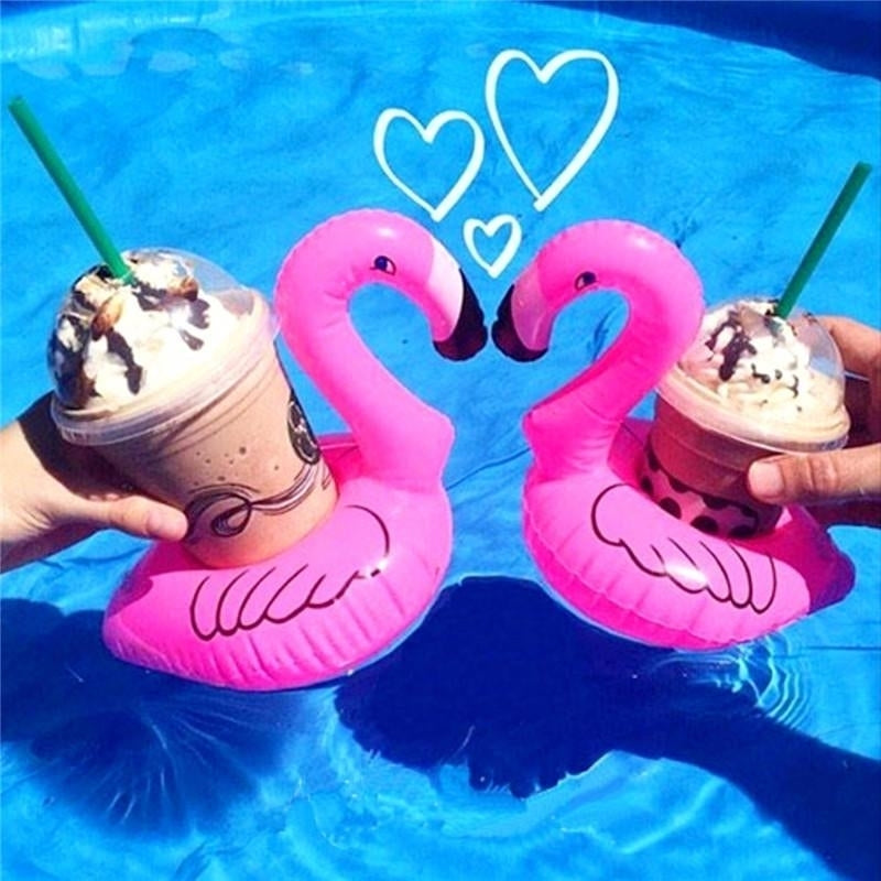 5PCS Inflatable Flamingo Drink Can Holder Party Pool  Kids Toy Image 2