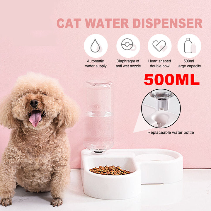 500ml Pet Water Drinker Dispenser Heart-shaped Automatic Dog Cat Feeder Waterer Bowl Bottle Image 4