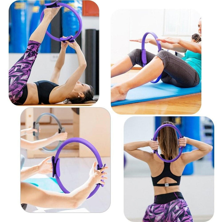 5pcs Yoga Exercise Set 16.5 Inch Pilates Ring Circle Ball Resistance Loop Band Stretch Strap Anti-skid Socks Image 4