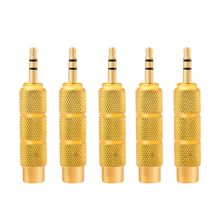 5Pcs/ 1Set Golden Metal 6.5mm Male To 3.5mm Female Audio Adapter Stereo AUX Converter Amplifier Image 2