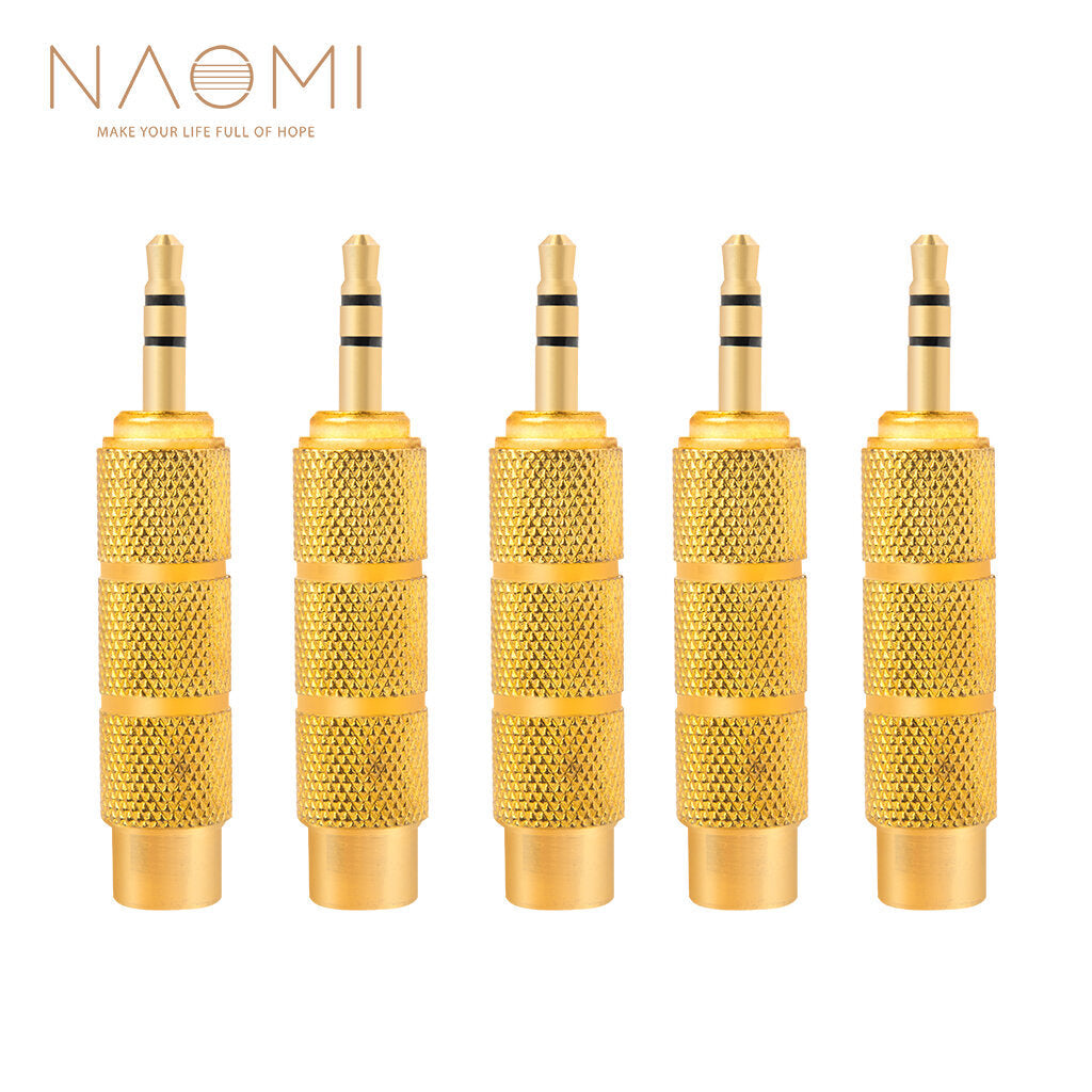 5Pcs1Set Golden Metal 6.5mm Male To 3.5mm Female Audio Adapter Stereo AUX Converter Amplifier Image 8