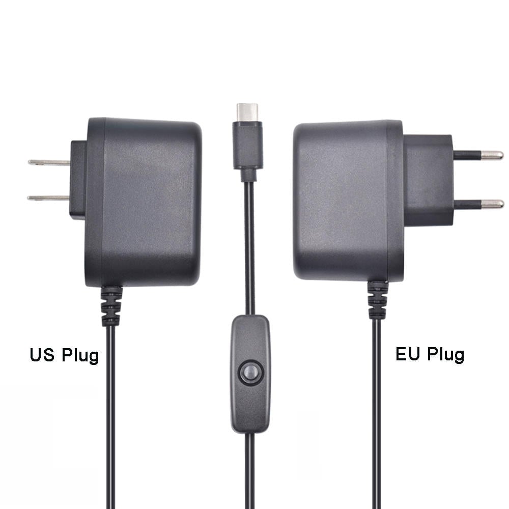 5V 3A Type-C US,EU Plug Power Charger Adapter With Switch For Raspberry Pi 4B Image 1