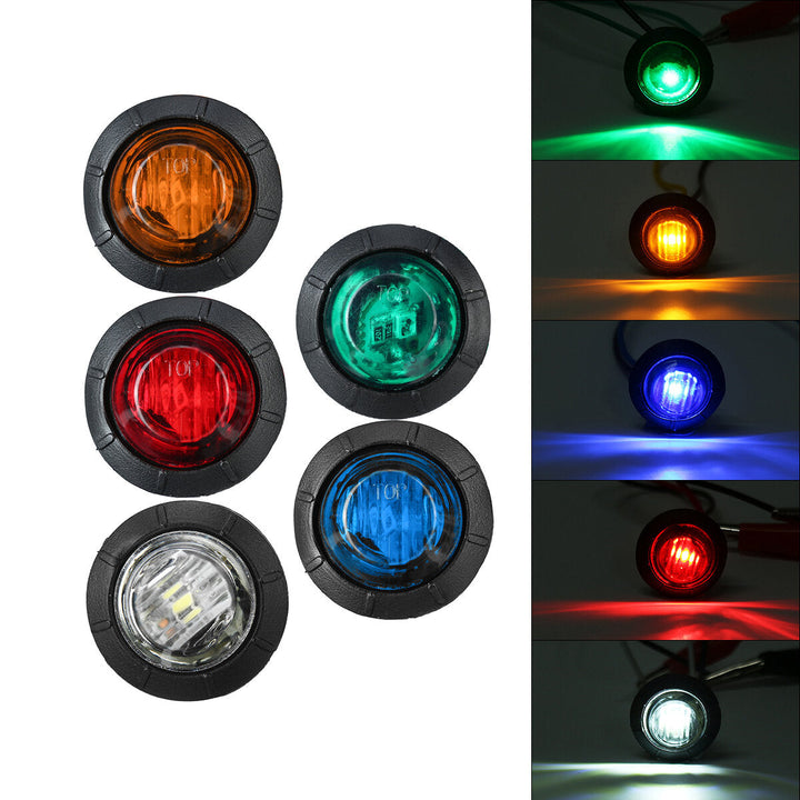 5pcs 24V Round LED Side Marker Light Indicator Lamp Truck Trailer Caravan Van Image 7