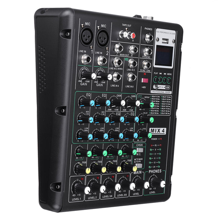 6 Channel bluetooth DJ HD Mic Audio Mixer Control LED Digital Display Music Stream with USB Interface Image 6
