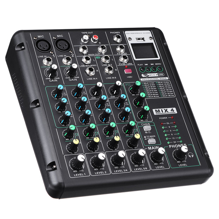 6 Channel bluetooth DJ HD Mic Audio Mixer Control LED Digital Display Music Stream with USB Interface Image 7